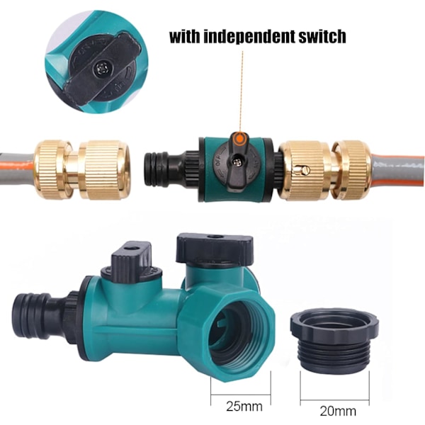 En i to dobbel pass ventilmanifold hageslangekoblinger