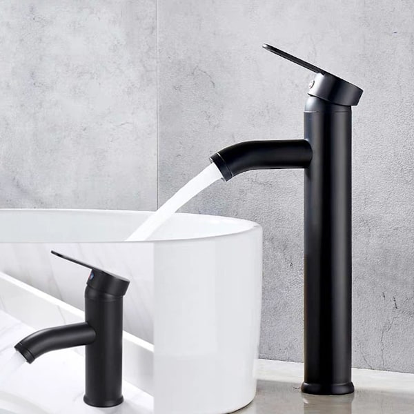 Matt svart kran Koppar Badrum Diskho Blandare Kran Matt Varm Kallt Vatten Handfat Kran Elegant och Retro Design Enhåls Spak Kran Hållbar Handfat
