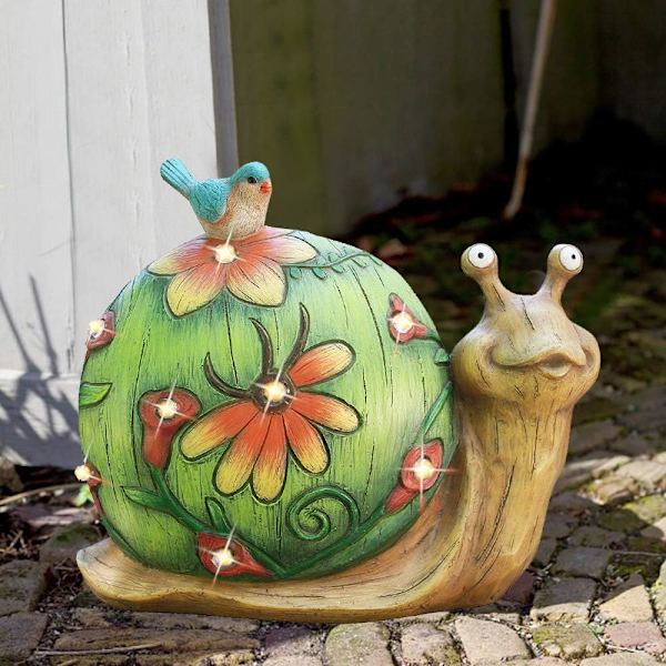 Solcellelampe Snegl Have Dekoration Resin Dyre Statue Solcelledrevet, Lysende Lampe Dyrefigur Udendørs Ornamenter, til Haveindgang Jul Escargot