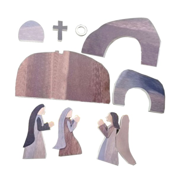 Påskscen Trädekoration Trä Jesus Nativitet Kristus Staty Dekoration