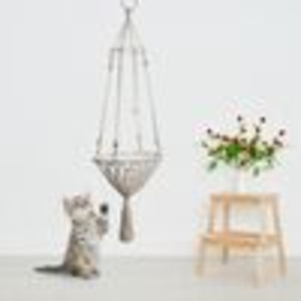 Makramé Kattehengekøye Boho Stil Kitty Hengende Senge Pet Sove Seng Kattehus