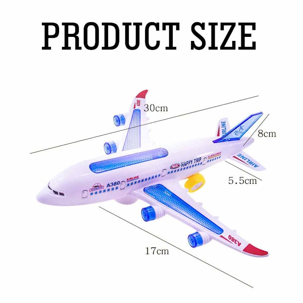 Plastik Airbus Model Flyvemaskine med Elektrisk Blinkende Lys
