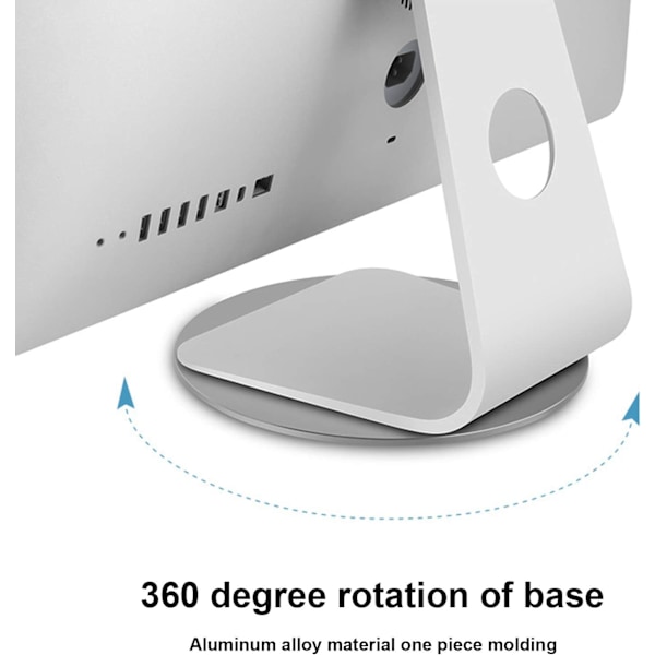 360° roterende monitorsokkel, drejeskiveholder til computerskærm i sølvfarvet aluminiumslegering, base
