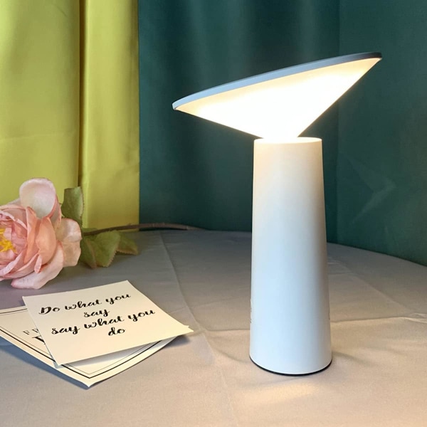 Trådlös LED-bordslampa, USB-bordslampa, uppladdningsbar, dimbar sänglampa utan sladd, 3 färger, för inomhus/utomhus