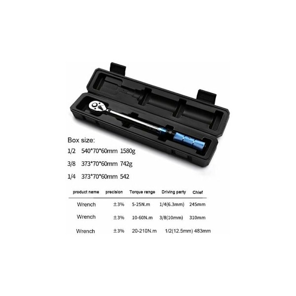 Højpræcisions momentnøgle justerbar vanadium stål momentnøgle til hjemme cykelreparation med opbevaringsboks 1/4 (5-25NM)