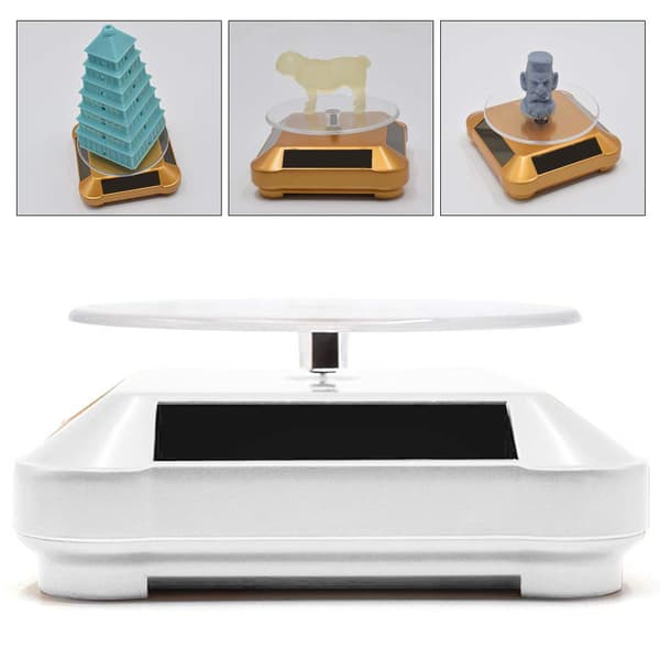 Solcelled Display Stativ Drejeskive, Batteri Dobbelt Brugt Roterende Display til Smykker Spinner Ur Hobby Samling Hylde