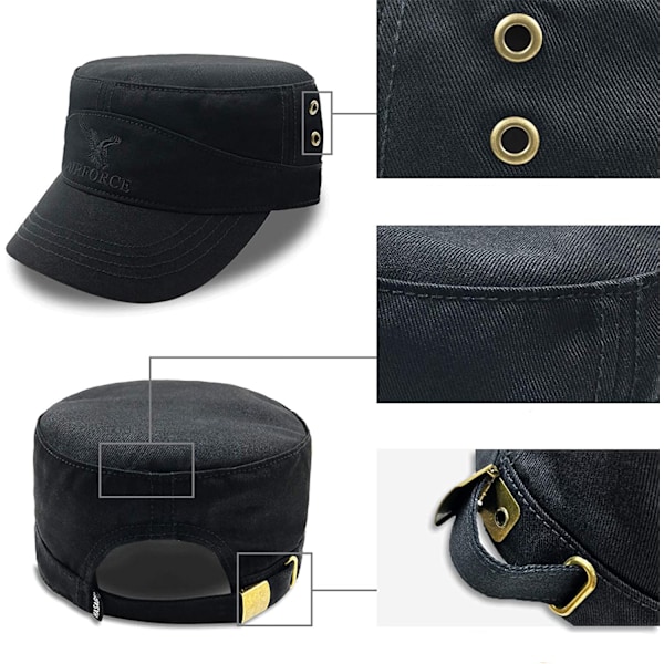Herrarmé Cap Militär Flat Cap Cap Justerbar Vintage Bomull Baseball Cap Militär Cap Justerbar Baseball Cap Sommar Trucker Hat