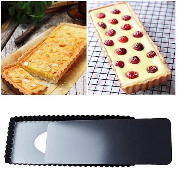 14-tums rektangulär levande botten spets pizzabricka tårta mögel kolstål non-stick bakplåt （36,5*14,5*3cm）