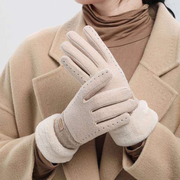 Dame vinter varme touchscreen handsker med fleeceforede strikkede vinterhandsker til koldt vejr