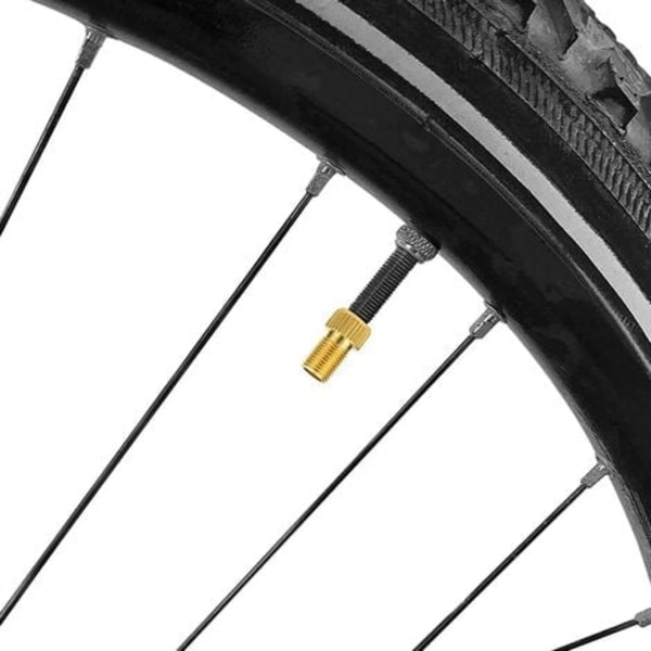 Venttiiliadapterisarja, 4 kpl, messinkinen venttiilikorkki, polkupyörän pumpun Presta-Sclaverand-sovitin tiivisteellä maastopyörille ja polkupyörille