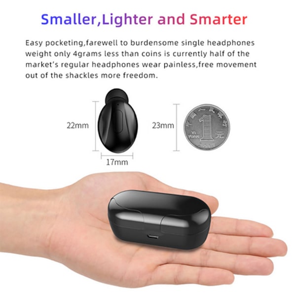 Bluetooth 5.0 -kuulokkeet, aidosti langattomat nappikuulokkeet mikrofonilla, TWS in Ear -urheiluminikuulokkeet, HiFi-stereoääni kannettavalla latauskotelolla