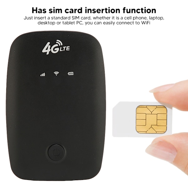 4G Mobilt WiFi Hotspot SIM-kortspor 2100mAh Batteri Bærbar 4G WiFi-ruter for Bilbrukere Forretningsreisende