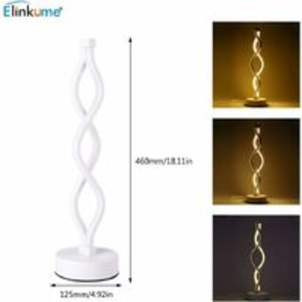 Twist Wave LED Sengelampe - 18W Varm Hvid LED Dæmpbar Spiral Bordlampe til Soveværelse/Stue/Kontor/Hotel (Varm Hvid No2)