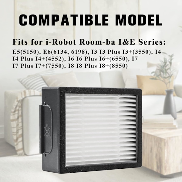 6-pak Roomba filter reservedele til iRobot Roomba i7 i7+/plus J7 J7+/Plus i3 i3+ i2 i2+ i1 i1+ i4 i6 i6+ i8 i8+ E5 E6 E7 I & J & E-serien