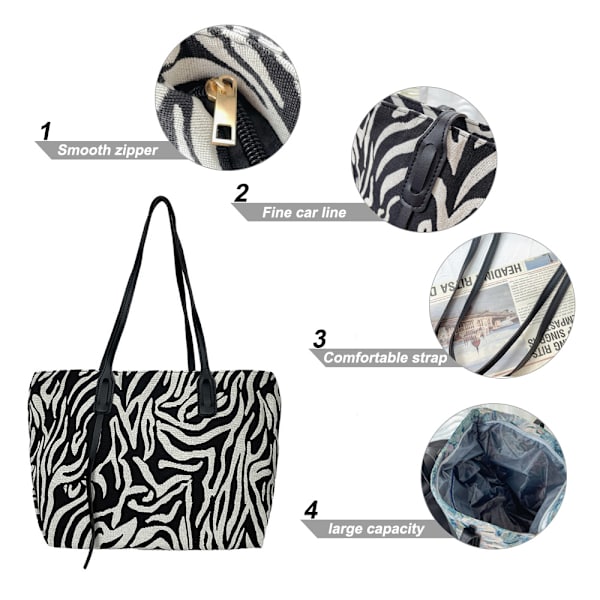 Tote Bag for Kvinner Skulderveske Hobos Pung Stor Veske Håndveske for Arbeid Reise Shopping