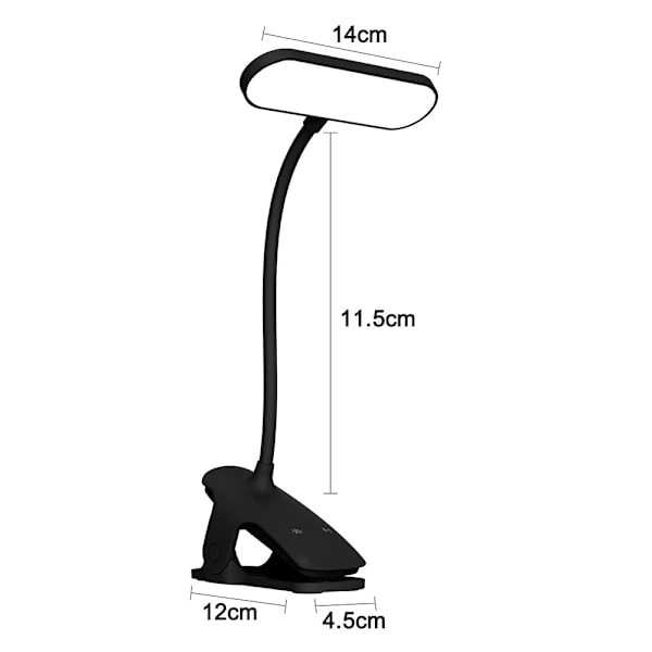 USB-laddningsbar boklampa, personlig dimbar LED-bokläsningslampa klämma på sänggaveln, för barn, flickor nattlampa läsning i sängen