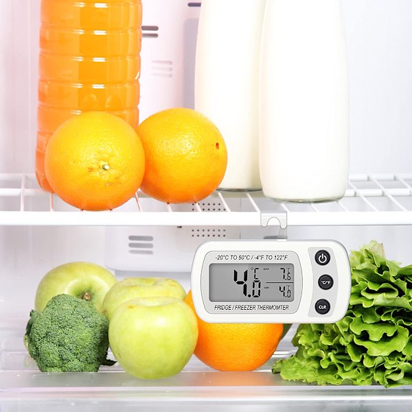 Vandtæt Køleskabstermometer, Digitalt Fryserumstermometer, Max/Min Registreringsfunktion Stor LCD-Skærm og Magnetisk Bagside til Køkken