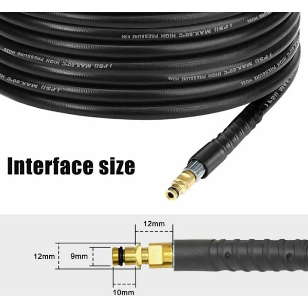 Slange til Kärcher K2 K3 K4 K5 K6 K7 højtryksrenser, fleksibel til Kärcher højtryksrenser med Click-Quick-Connect The wue System