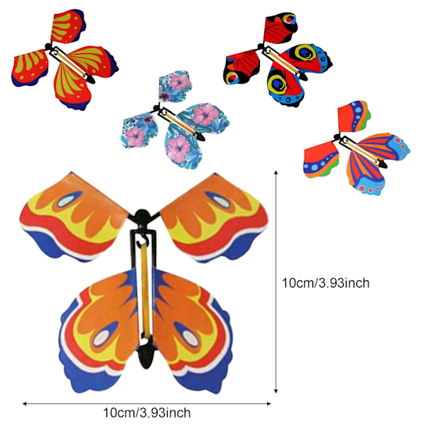 Magisk Flyvende Sommerfugl, 10 stk. Optræks Sommerfugl Kort, Gummibånds Drevet Sommerfugl Magisk Fe Flyvende Legetøj til Fødselsdagsgaver, Dekoration til