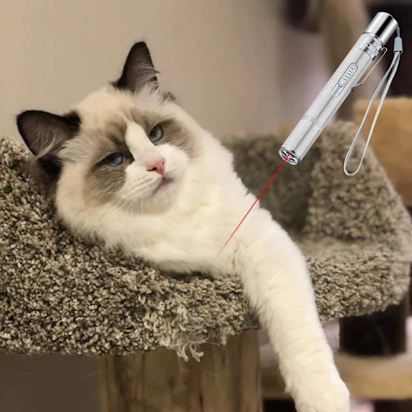 USB-laddningsbar ficklampa katt leksak lasermönster roliga kattpinnar katt leksak set interaktiva leksaker för katter