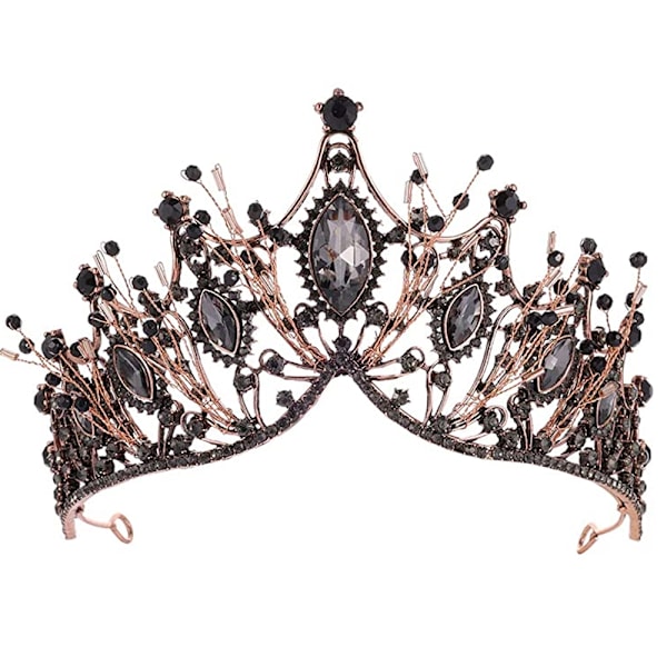 Dronningekrone Gotisk Rhinestone Bryllupstiarer og Krone til Brud Håndlavet Krystal Hårbøjle Tiara til Kvinder – Bryllup Halloween Faire Kostume