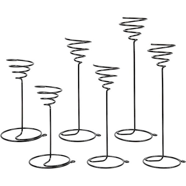 6 stk. Luftplanteholder, 3 Størrelser Sort Jern Spiral Blomsterholder, Tillandsia Plantebeholderholder