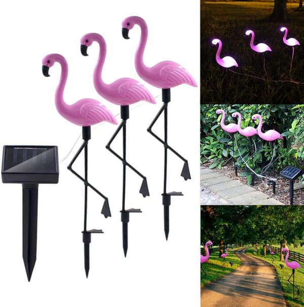 Flamingogræsplæne Solcellelampe, Solcellehavelampe, Udendørs LED-solcellelampe