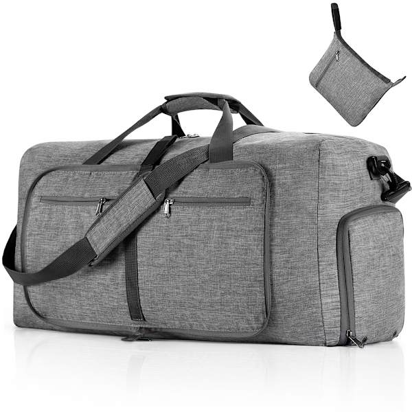 Sammenleggbar reiseveske for menn og kvinner, 85L weekendbag, med skoskap, vanntett håndveske