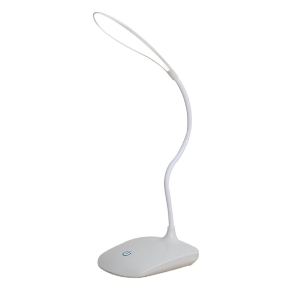 LED-skrivbordslampa med flexibel svanhals, 3-nivåers ljusstyrka, batteridriven bordslampa med touch-kontroll, kompakt bärbar lampa för sovsal, studier och kontor