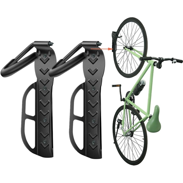 Cykelställ Garage Väggmontering Cyklar 2-Pack Förvaringssystem Vertikal Cykelkrok för Inomhus