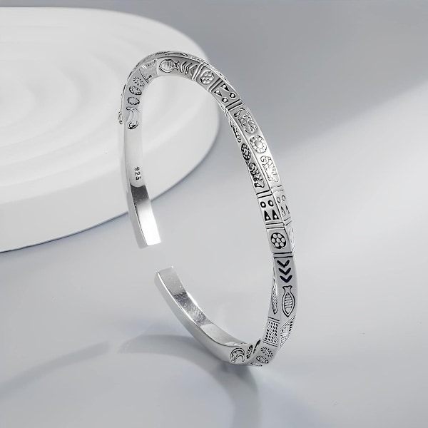 Sterling Silver Bangle Armband för Kvinnor, Handgjorda Mode Armband Smycken