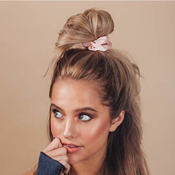 Satin Scrunchies, blødere end silke, hårelastikker til forebyggelse af krus, satin hårelastikker til forebyggelse af brud og skånsom stilbevarelse, 5 stk.