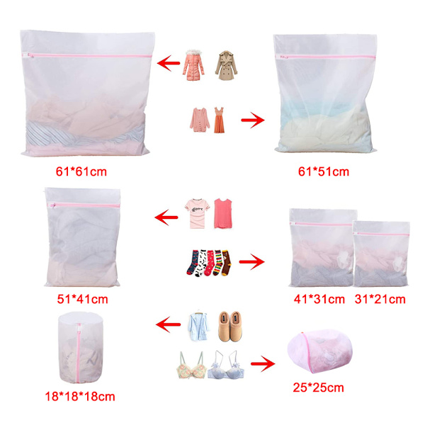7-delad återanvändbar stor nät tvättpåse, Delicates Bag för tvättmaskin, Reseförvaring Organisera väska för underkläder, strumpa, plagg
