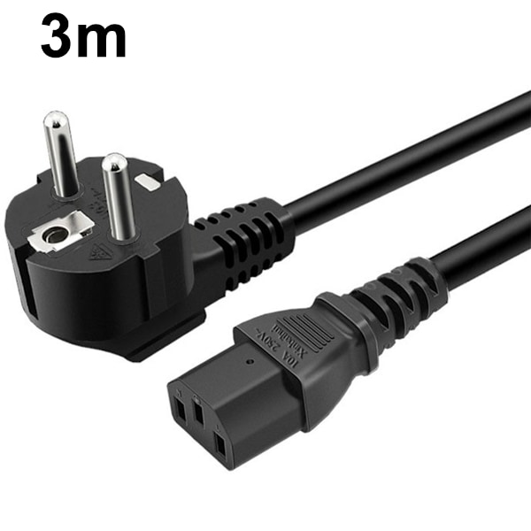 Strømkabel Euro-stik 3-benet IEC-kabel til PC, skærm, printer, PS3 / PS4 Pro, scanner, TV