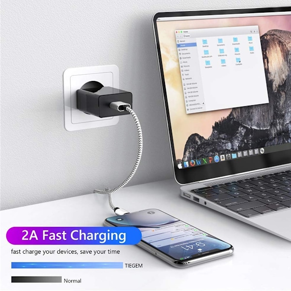 iPhone Hurtiglader 5-pakning Lightning-kabel Lang 3/3/6/6/10FT Nylonflettet USB Høyhastighets Datasynkroniseringskabel for iPhone 14 Plus/14/13/12/11 Pro Max/XS