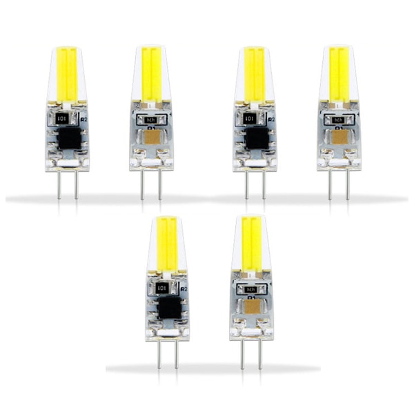 6 stk. G4 Lyspære Dæmpbar 2W 180lm LED Pære til Bordlampe Væglampe Lysekrone Udskiftning 120V