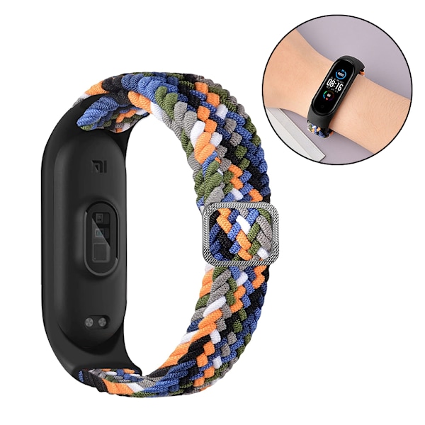 Punottu Solo Loop -ranneke yhteensopiva Xiaomi Mi Wristband 5:n kanssa, naisten ja miesten pehmeä joustava urheiluranneke Mi 5 -rannekkeeseen, joustavat kuidut