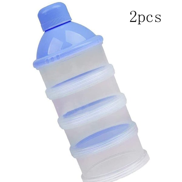 Bærbar melkepulverdispenser, 2 beholdere for oppbevaring av melkepulver, stablebar boks, 4 lag med beholdere for korn/mat/frukt/snacks
