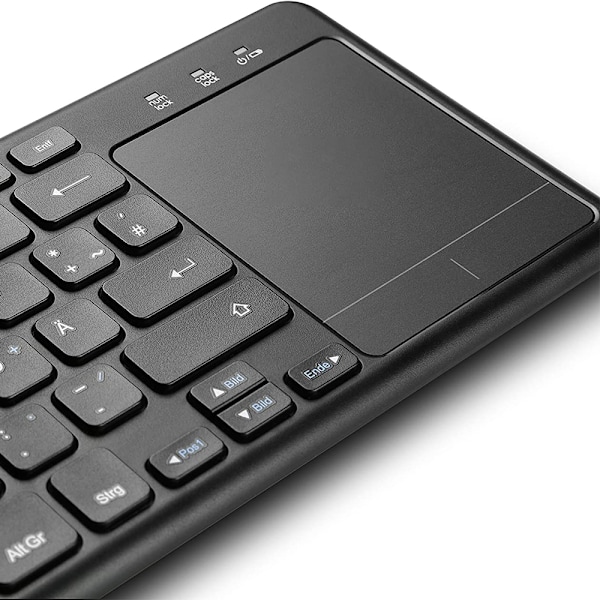 Tastatur med touchpad, 2,4 GHz tilkobling via USB-mottaker, programmerbare multimedietaster, Windows / Android / ChromeOS