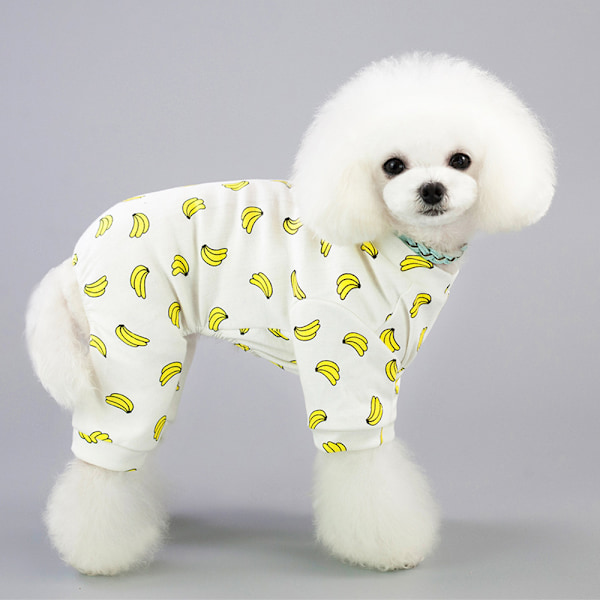 Husdjur söta mönsterkläder Husdjur fyrbenta kläder Hund bananmönster huskläder