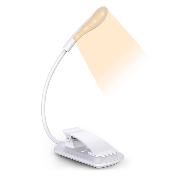 Boglampe, genopladelig LED USB læselampe, øjenbeskyttende clip-on lampe, sengelampe til børn og bogorme, til seng, sofa, nodestativ, kontor, rejser