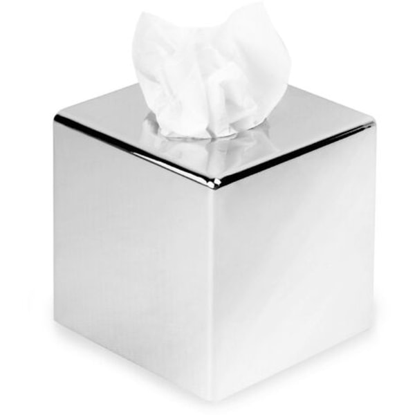 Servietboks Holder Terning Firkant Spejl Servietboks Låg Holder Kleenex Servietholder Badeværelsesorganisator Stativ Kromfinish