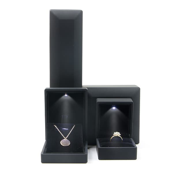 LED Lys Ringboks, Moderne LED Belyst Ring Oppbevaring Smykkeskrin Gave (Armbåndsboks størrelse)