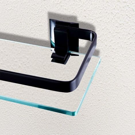 Klar Glas Badeværelsesvæghylde, Badeværelseshylde, Badeværelses Shower Organizer (Sort)