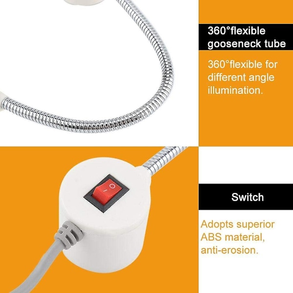 30 LED:n ompelukonevalo, joustava joutsenkaulavalaisin magneettijalustalla kotiin tai ompelukoneelle (220V)