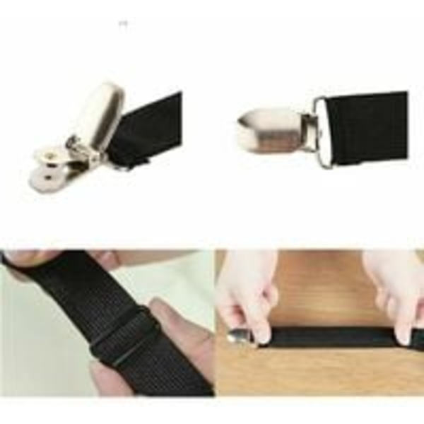 Lagnetstrammer, 4 stk. lagenholdere justerbare lagenstropper med metalclips til alle madrasser, sort