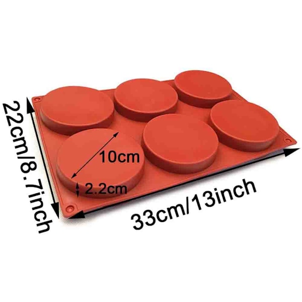 2 stk. 6 store skiver 10 cm silikone kageform chokolade dessertbageform vibrerende samme afsnit krammerulle bageværktøj