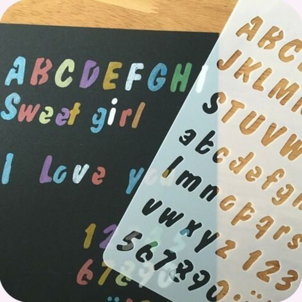 8 numeron ja kirjaimen sapluunan sarja, aakkoset, maalaus, uudelleenkäytettävä, pehmeä, isot ja pienet kirjaimet, merkit 1–3 cm, skräppäykseen, syntymäpäivä