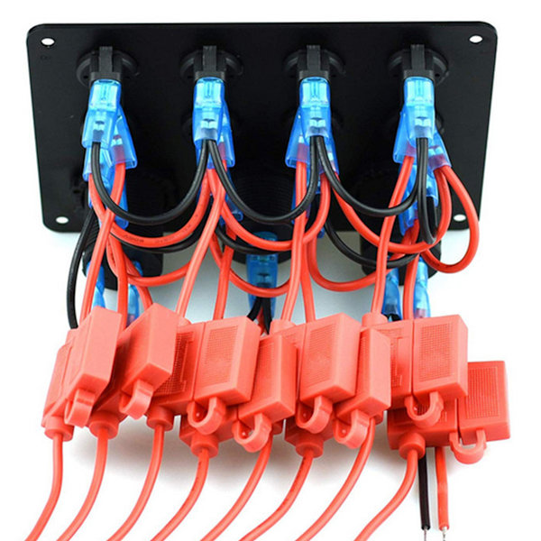 Vippekontaktpanel 12-24V Dobbelt USB-opladerstik med LED Voltmeter Vippekontaktpanel til Bil Båd