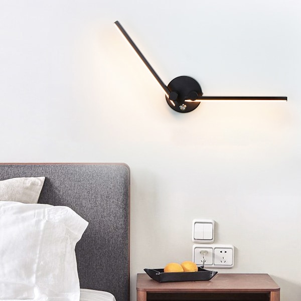 Badrumsvägglampa med strömbrytare 2 glödlampor 12W LED för badrumsspegel 73cm Dubbel LED-lampa Justerbar arm 300° (Svart 3000K)